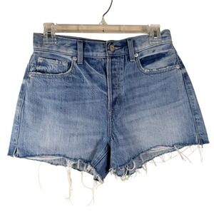 Pistola High Rise Distressed Denim Cut Off Shorts Light Wash Button Fly Size 26